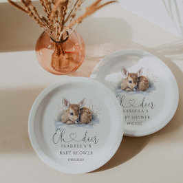 Oh Deer Woodland Winter Baby shower Papieren Bordje