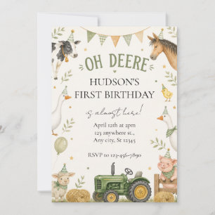 Oh Deere Boerderij Verjaardagsuitnodiging Kaart