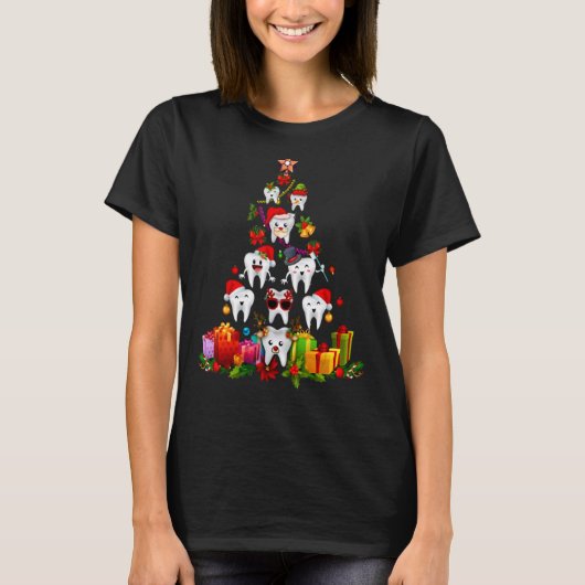 Oh Dentistree Christmas Tree Dental Hygiene Xmas T-shirt (Voorkant)