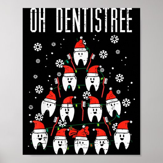 Oh Dentistree Christmas Tree Teeth Dentistry Denta Poster (Voorkant)
