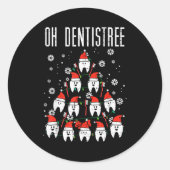 Oh Dentistree Christmas Tree Teeth Dentistry Denta Ronde Sticker (Voorkant)