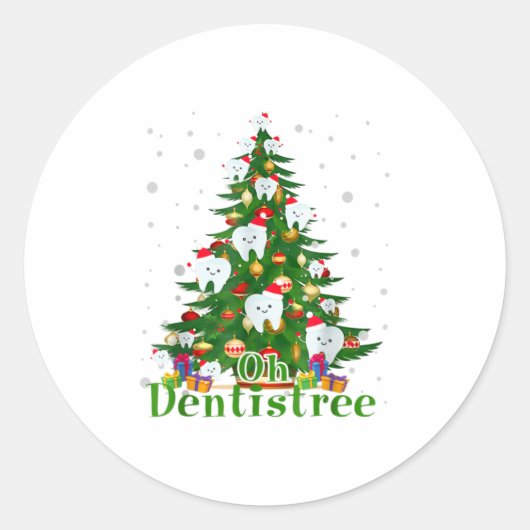 Oh Dentistree Dentist Dental Cute Tooth Ronde Sticker (Voorkant)