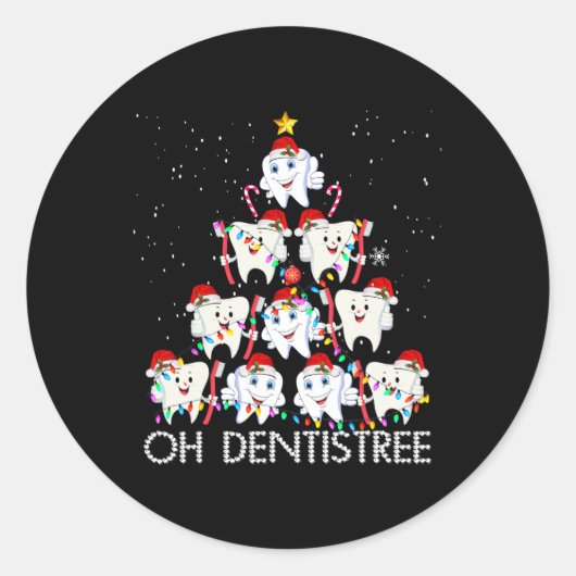 Oh Dentistree Fun Kerstmis Tandarts is tandheelkun Ronde Sticker (Voorkant)