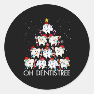 Oh Dentistree Fun Kerstmis Tandarts is tandheelkun Ronde Sticker