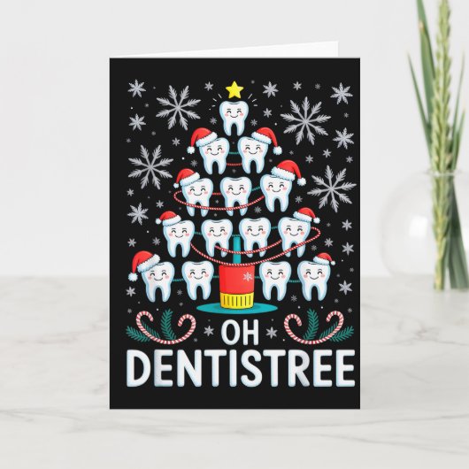 Oh Dentistree - Funny Christmas Tree Dental Hygien Kaart (Voorkant)