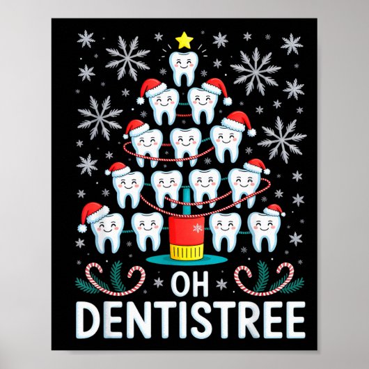 Oh Dentistree - Funny Christmas Tree Dental Hygien Poster (Voorkant)
