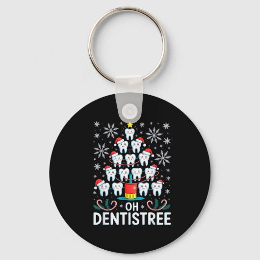 Oh Dentistree - Funny Christmas Tree Dental Hygien Sleutelhanger (Voorkant)