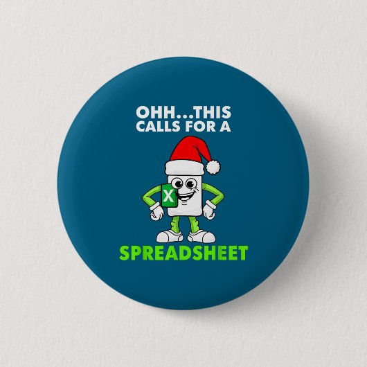 Oh Dit Roept Om Een Spreadsheet Excel Kerst Co Ronde Button 5,7 Cm (Voorkant)
