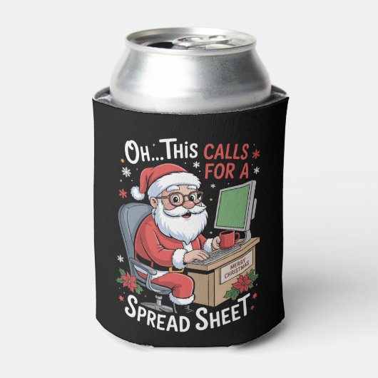 Oh Dit Roept Om Een Spreadsheet Kerstman Kerstmis Blikjeskoeler (Blikje Voorkant)