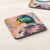 Oh Duck! - Moderne Mallard Duck Art Onderzetters (Linkerzijde)