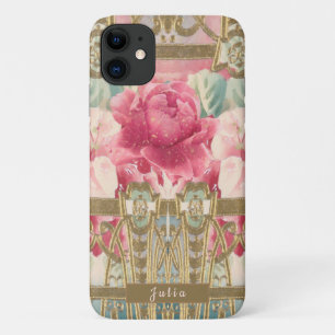 Oh dus Girly Pink en Gold  Floral Case-Mate iPhone Case