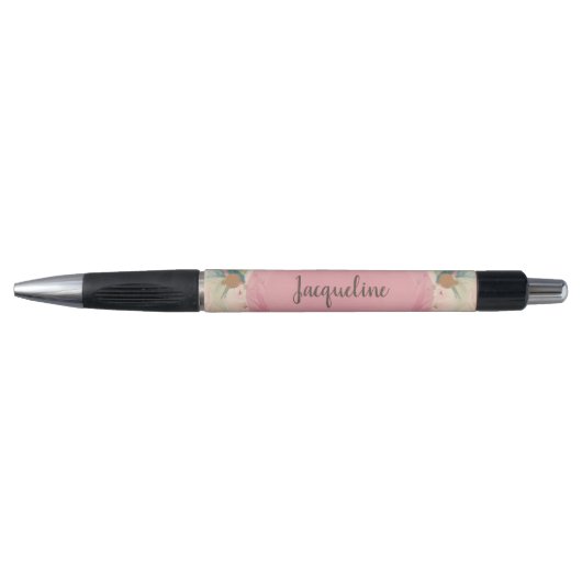 Oh dus Girly Pink en Gold  Floral Pen (Voorkant)