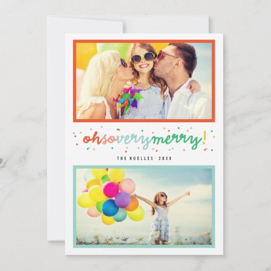 Oh dus heel prettige Confetti 2 Foto Collage Feestdagenkaart (Voorkant)