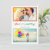 Oh dus heel prettige Confetti 2 Foto Collage Feestdagenkaart (Staand voorkant)