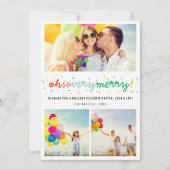 Oh dus heel prettige kleurrijke Confetti 3 Foto Co Feestdagenkaart (Voorkant)