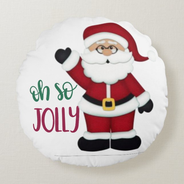 Oh dus Jolly Santa Design Rond Kussen (Voorkant)