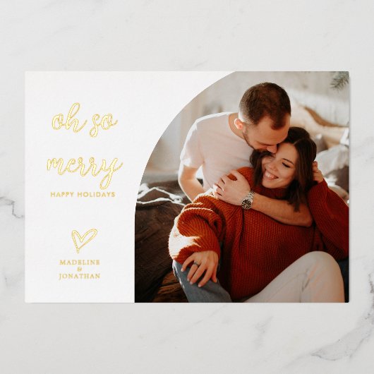 Oh, dus Merry KerstRed Gold Diamond Foto Folie Feestdagenkaart (Voorkant)