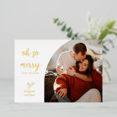 Oh, dus Merry KerstRed Gold Diamond Foto Folie Feestdagenkaart (Staand Voorkant)