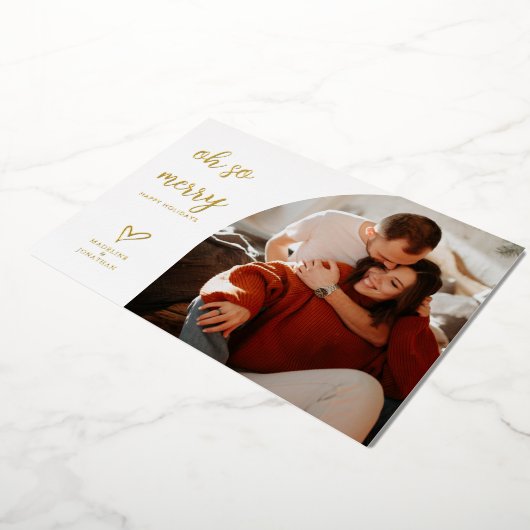 Oh, dus Merry KerstRed Gold Diamond Foto Folie Feestdagenkaart (Gedraaid)