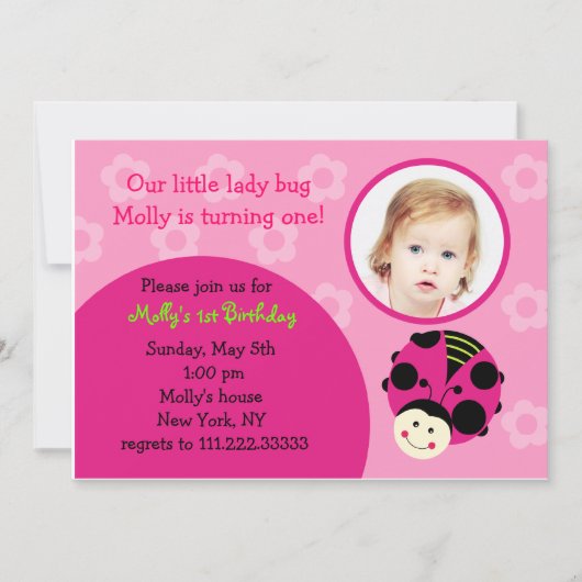 Oh, dus Sweet Ladybug Birthday Party Invitations Kaart (Voorkant)