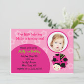 Oh, dus Sweet Ladybug Birthday Party Invitations Kaart (Staand voorkant)