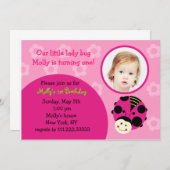 Oh, dus Sweet Ladybug Birthday Party Invitations Kaart (Voorkant / Achterkant)