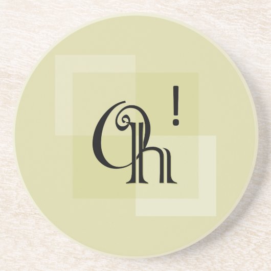 Oh! Elegante geel groen moderne typografie kunst Zandsteen Onderzetter (Voorkant)