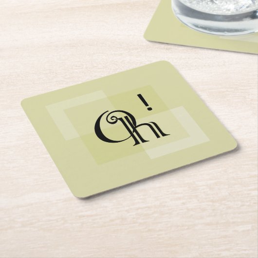 Oh! Elegante minimalistische typografie Geel Groen Kartonnen Onderzetters (Schuin)