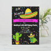 Oh Fiesta Girls Birthday Party Invitation Kaart (Staand voorkant)
