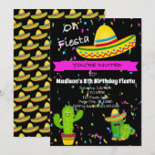 Oh Fiesta Girls Birthday Party Invitation Kaart (Voorkant / Achterkant)