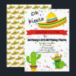 Oh Fiesta Kids Birthday Party Invitation Kaart<br><div class="desc">Fiesta Time. Viel een verjaardag met een thema op het gebied van fiesta Mexicaans.  Deze kleurrijke uitnodiging heeft een grote sombrero bovenaan met cactus onderaan.  Personaliseer je partijgegevens.</div>