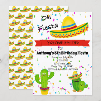 Oh Fiesta Kids Birthday Party Invitation Kaart