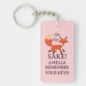 Oh For Fox Sake Pink and White Polka Dot Sleutelhanger (Voorkant)