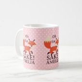 Oh For Fox Sake Pink Polka Dot Koffiemok (Voorkant links)