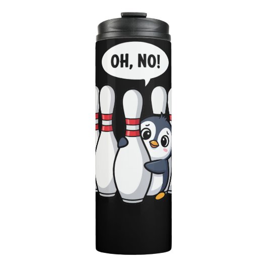 Oh geen Penguin Bowling Graphic Thermosbeker (Voorkant)