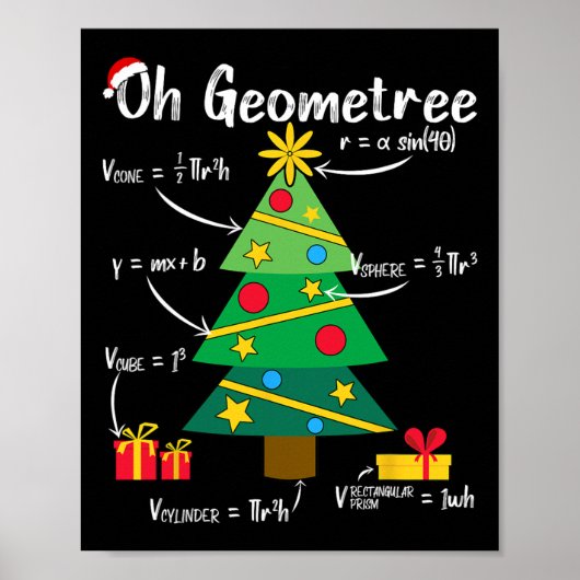 Oh geometree leuk kerstboom geometrie wiskunde tea poster (Voorkant)