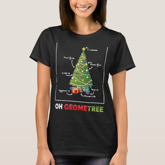 Oh Geometree Wiskunde kerstboom T-shirt (Voorkant)