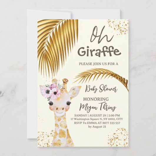 Oh Giraffe Safari baby shower Kaart (Voorkant)