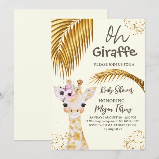 Oh Giraffe Safari baby shower Kaart (Voorkant / Achterkant)