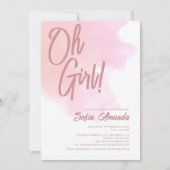 Oh Girl Blush Pink Baby shower Kaart (Voorkant)
