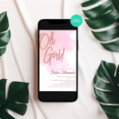 Oh Girl Blush Pink Baby shower Kaart