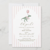 Oh Girl Dinosaur Baby Shower Invitation Kaart (Voorkant)