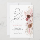 Oh Girl Dusty Pink Pampas baby shower Kaart (Voorkant)