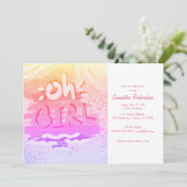 "OH GIRL" | Holografie Roze en Gold Girl Shower Kaart