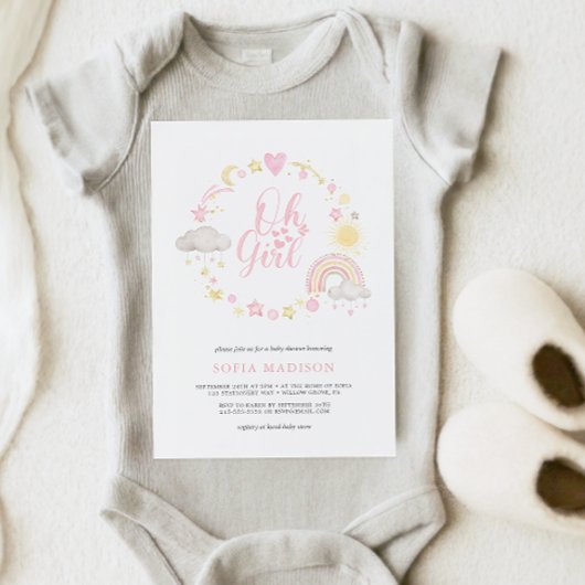 Oh Girl Lijst Boho Rainbow Baby shower Kaart