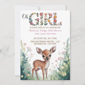 Oh Girl: Little Deer Fawn Baby shower Kaart (Voorkant)