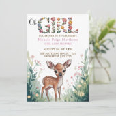 Oh Girl: Little Deer Fawn Baby shower Kaart (Staand voorkant)