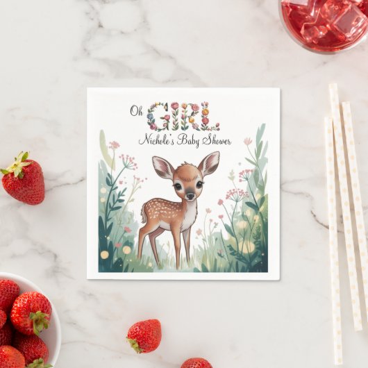 Oh Girl: Little Deer Fawn Girl Baby shower Servet (Insitu)