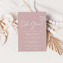 Oh Girl Minimalistische Moderne Baby Shower Uitnod