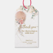 Oh Girl Pink ballon Floral Eucalyptus Baby shower Cadeaulabel (Voorkant)
